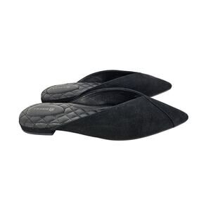 BIRDIES WOMEN'S SWAN SUEDE BLACK SLIDE FLATS CUSHION INNER SOLE -US SIZE 7